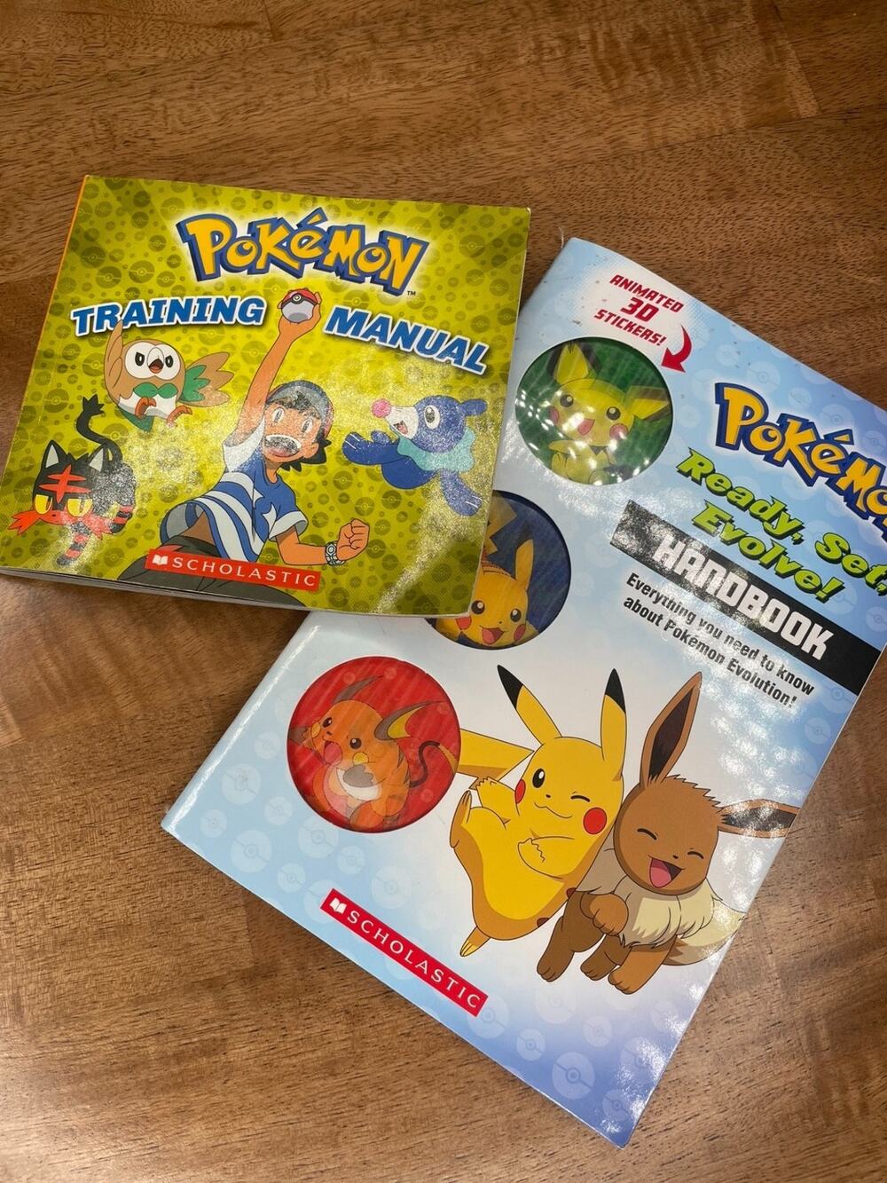 Pokémon Scholastic Book Lot w/ Lenticular 3D Stickers + Training Manual + Cards
